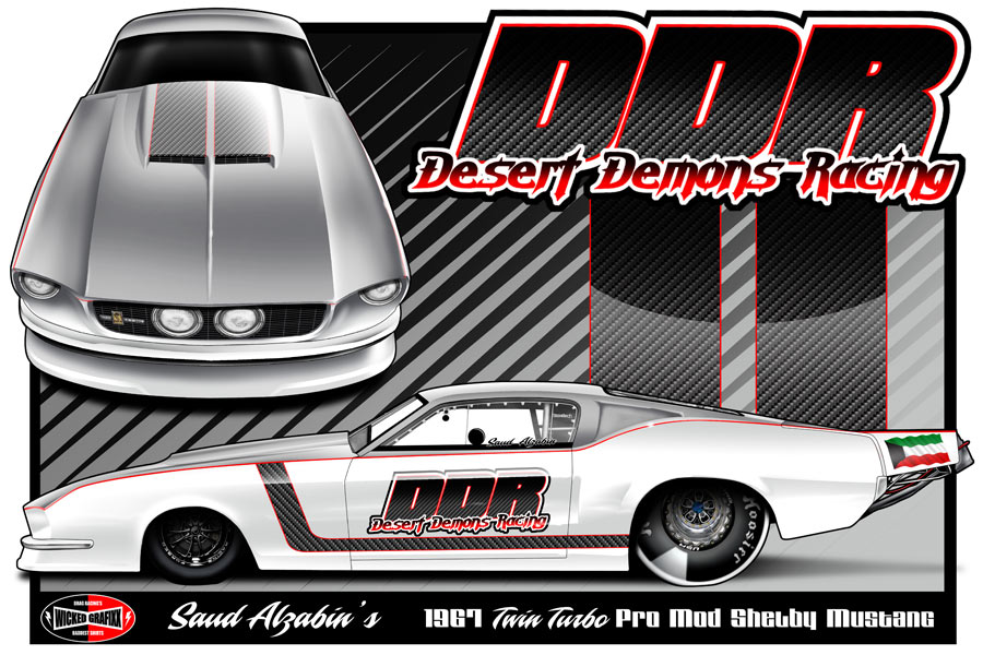 Saud Alzabin's 1967 Twin Turbo Pro Mod Shelby Mustang Paint Scheme Rendering