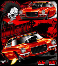 Tim Miletti Big Tire Drag Racing T Shirts Rear View 2