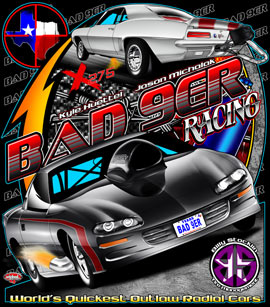 NEW!! Kyle Huettell / Jason Micholok Bad 9er Drag Radial Drag Racing T Shirts