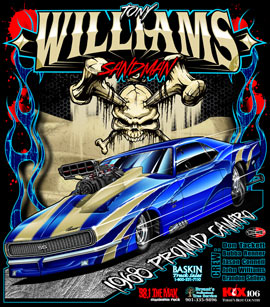 NEW !! Tony Sandman Williams Pro Modified Camaro Drag Racing T Shirts
