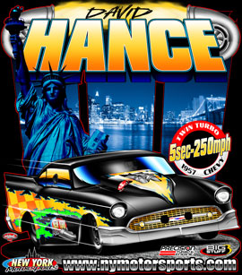 Dave Hance 57 Chevy Pro Mod Drag Racing T Shirts