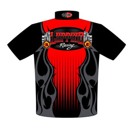 NEW!! Dom Luppino Outlaw 10.5 Mustang Drag Racing Crew Shirts Back View