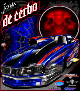 John DeCerbo ADRL Nitrous Camaro Pro Mod Drag Racing T Shirts