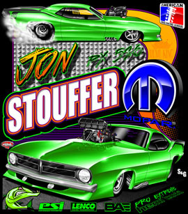 John Stouffer ADRL Pro Extreme Hemi Cuda Pro Mod Drag Racing T Shirts