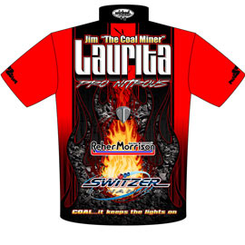 Jim Laurita's 1970 ADRL Jim Laurita ADRL Pro Nitrous Camaro Drag Racing Crew Shirts Rear View