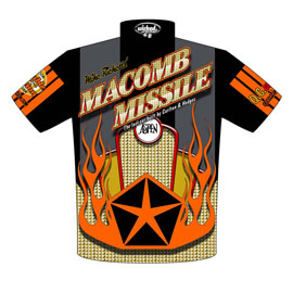 Mike Ricketts' Nostalgia Pro Stock Macomb Missle Drag Racing Crew Shirts Rear View