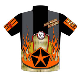 Mike Ricketts' Nostalgia Pro Stock Macomb Missle Drag Racing Crew Shirts Front View