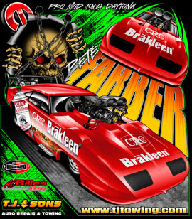 NEW!! Returning Customer Pete Farber ADRL / NHRA CRC Daytona Pro Modified Drag Racing T Shirts