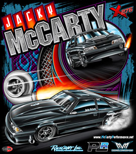 NEW!! Jacky McCarty Outlaw 275 Drag Radial Mustang Drag Racing T Shirts