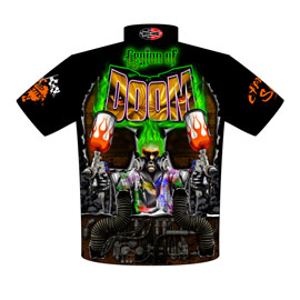 NEW!! Mac McAdams Pro Boost Pro Modified Supercharged Leigon Of Doom Corvette Drag Racing Crew Shirts Back View