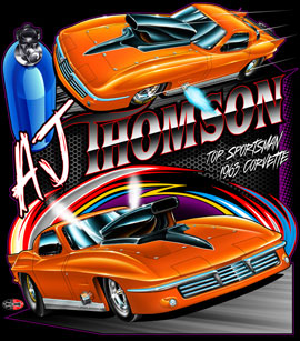 NEW!! AJ Thomson 63 Corvette Top Sportsman Drag Racing T Shirts