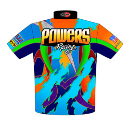 NEW!! Chris Powers Top Dragster Drag Racing Crew Shirts Back View