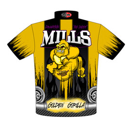 NEW!! Dewayne Mills Outlaw Drag Radial Mustang Drag Racing Crew Shirts Back View