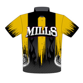 NEW!! Dewayne Mills Outlaw Drag Radial Mustang Drag Racing Crew Shirts Front View