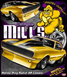 NEW!! Dewayne Mills Outlaw Drag Radial Mustang Drag Racing T Shirts