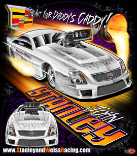 NEW!! Stanley & Weiss - John Stanley Cadillac CTS-V PDRA Pro Extreme Pro Modified Drag Racing T Shirts