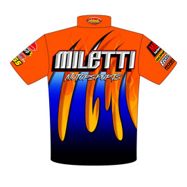 NEW!! Tim Miletti Pro Modified Drag Racing Crew Shirts Back View