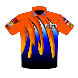 NEW!! Tim Miletti Pro Modified Drag Racing Crew Shirts Front View