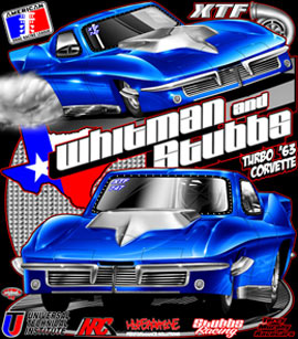 Whitman Stubbs Turbocharged 63 Corvette ADRL Pro Mod Drag Racing T Shirts