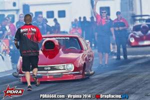 Ed Burnley At PDRA wearing Wicked Grafixx Custom Drag Racing Crew Shirts in Pro Nitrous