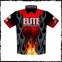 NEW!! Elite Motorsports Drag Racing Team Crew / Team Shirts Front View