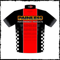 NEW!! Painless Performance Products Red Crew / Team Shirts Back View