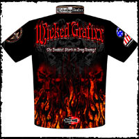 EXCLUSIVE Wicked Grafixx Team Wicked Wear Drag Racing Team / Crew Shirts Back View AVAILABLE In Our Wicked Grafixx Store