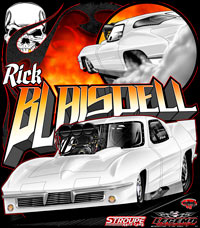 Rick Blaisdell 63 Supercharged Corvette Pro Mod Drag Racing T Shirts