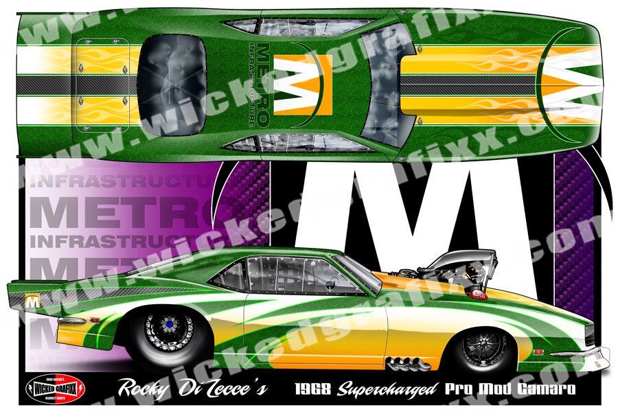 Rocky Di Leece Camaro Pro Mod Rendering Paint Scheme