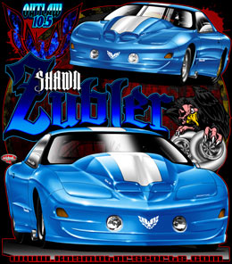 KOS Motorsports | Shawn Zubler Outlaw 10.5 Twin Turbo Trans Am Drag Racing T Shirts